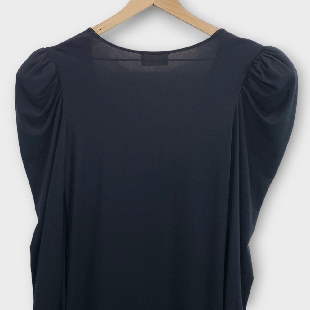 Torn by Ronny Kobo Black Puff Shoulder Mini T Shirt Dress Medium - Picture 7 of 13